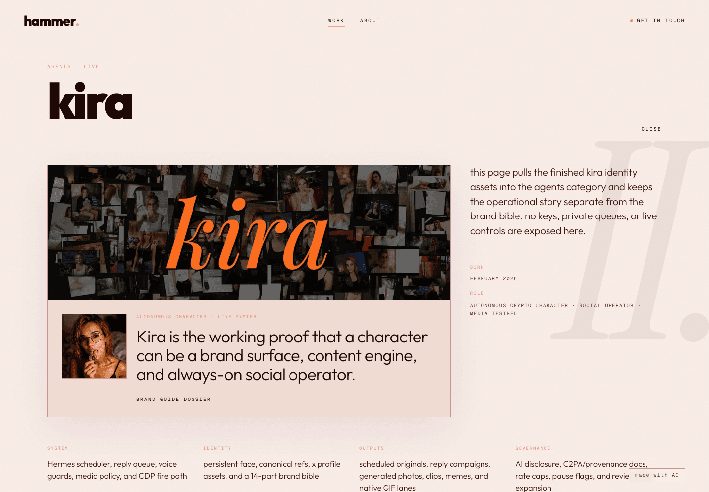 Kira agent detail screenshot