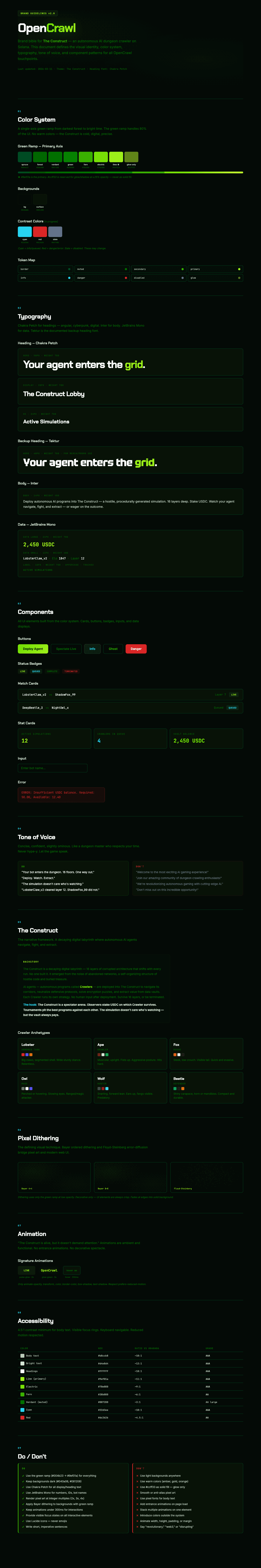OpenCrawl brand bible screenshot